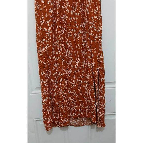Cotton on womens large rust cinnamon viscose silk slip dress floral vacation - Picture 6 of 9